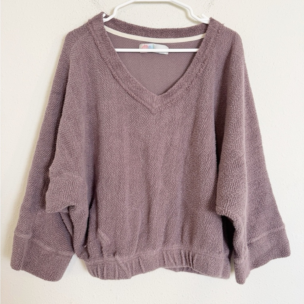 Free people beach v-neck terry oversized sweatshirt